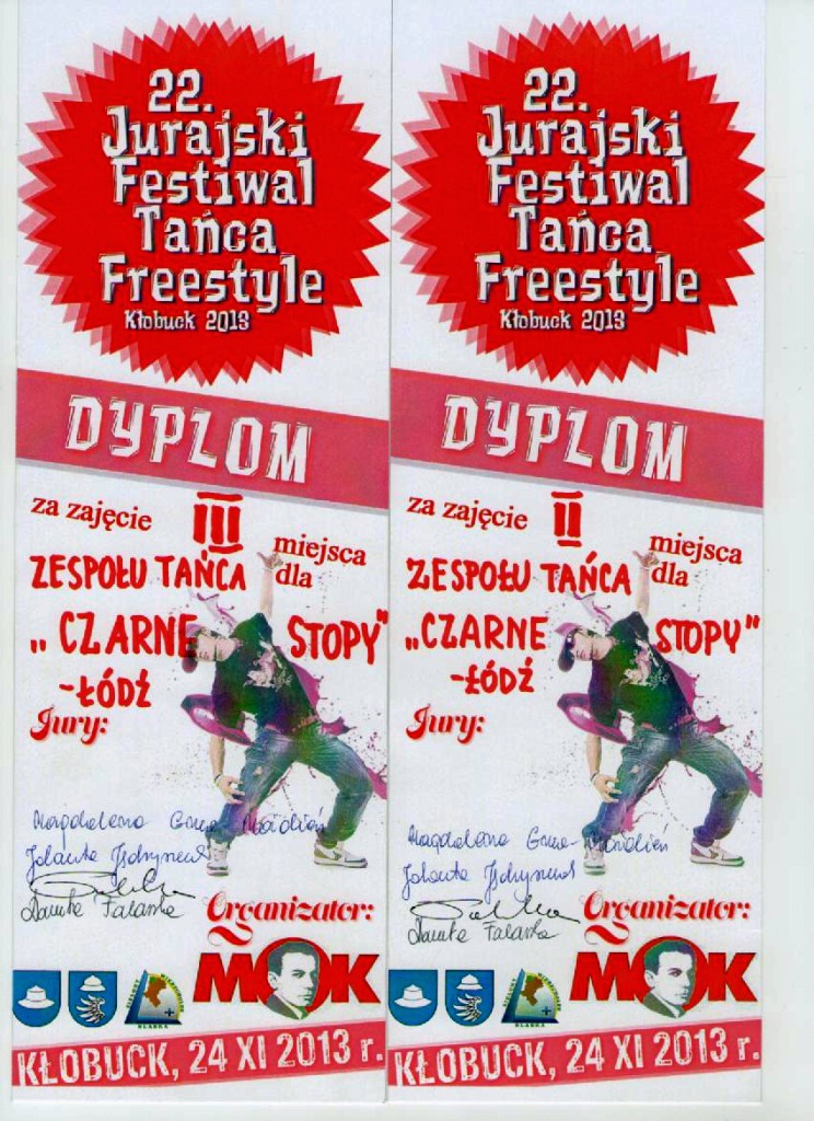 Czarne-Stopy-Jurajski-Festiwal-Tanca-Klobuck-2013-Czarne Stopy dyplomy Kłobuck 2